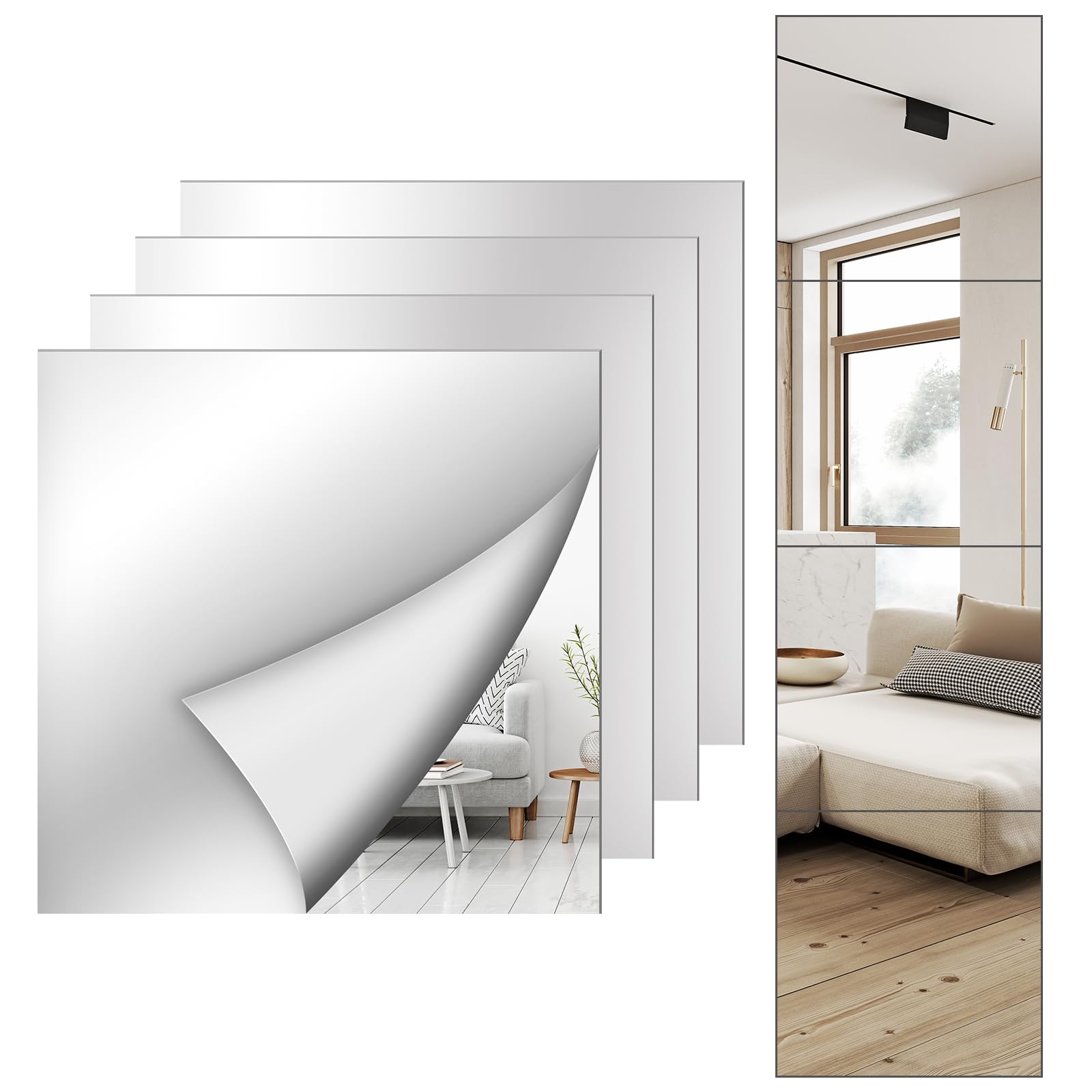 Amazon.com: Shiftshade 4 Pack Wall Mirror Full Length, 12 x 12